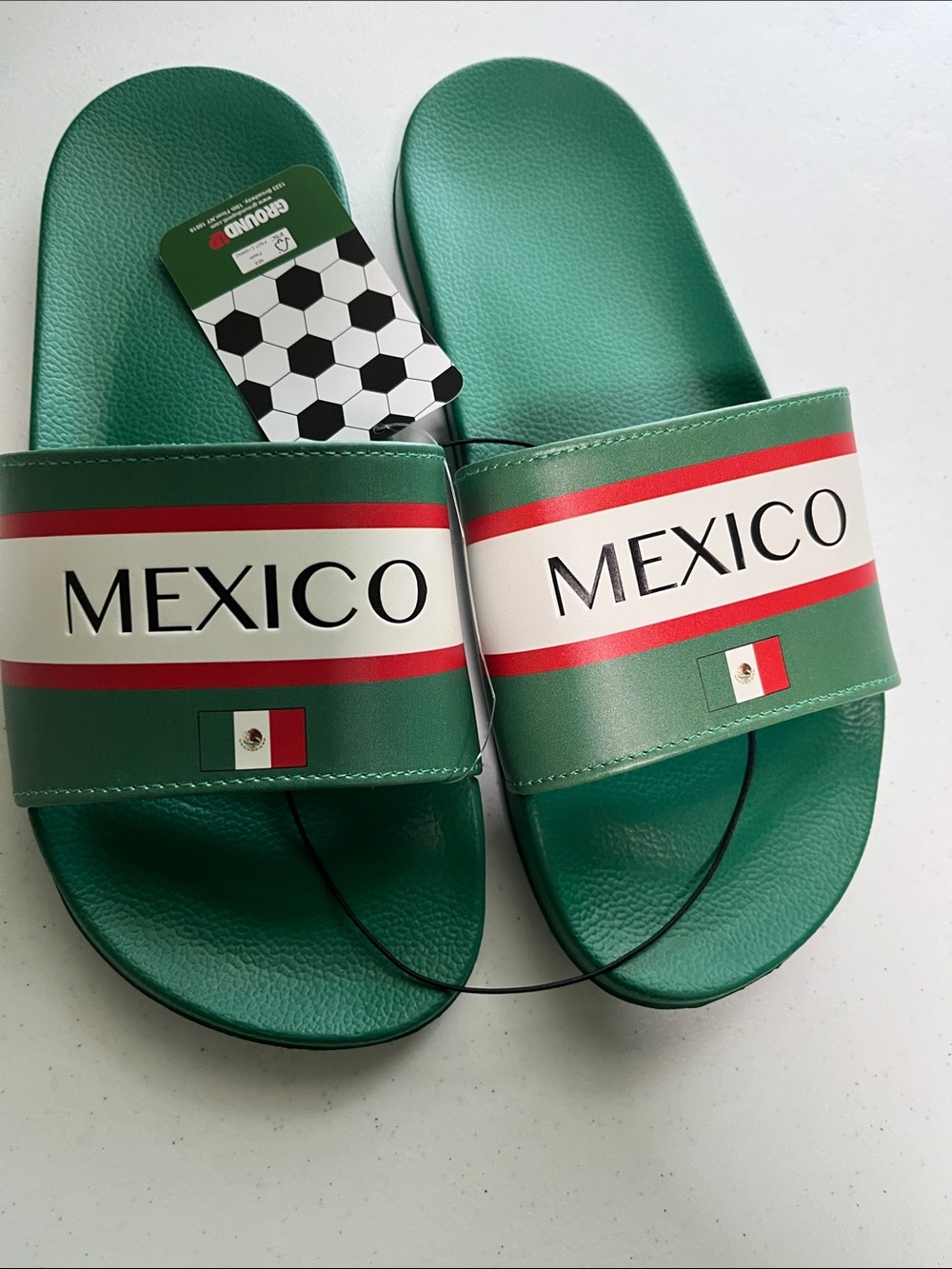 Mexico Green Slide Sandals - Mexico Graphic